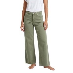 L'AGENCE Olive Green Wide Leg Raw Hem High Rise Jeans Size 26